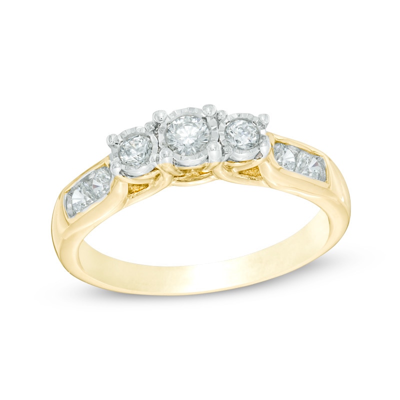 Main Image 1 of 1/2 CT. T.W. Diamond Past Present Future® Engagement Ring in 10K Gold