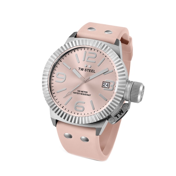 Ladies' TW Steel Canteen Pink Rubber Strap Watch with Rose Dial (Model: Tw540)