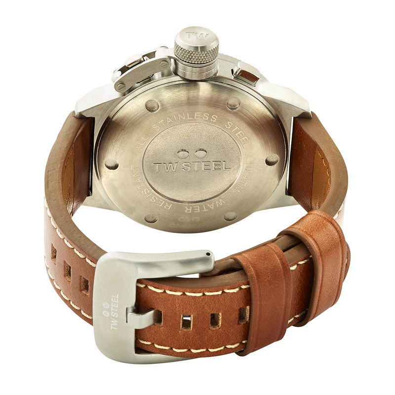 Men's TW Steel Canteen Chronograph Leather Strap Watch with