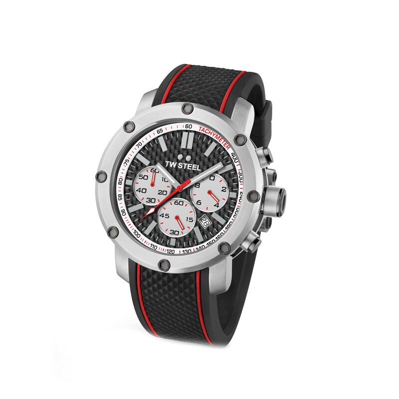 Main Image 1 of Men's TW Steel Grandeur Tech Chronograph Rubber Strap Watch with Black Dial (Model: TS2)