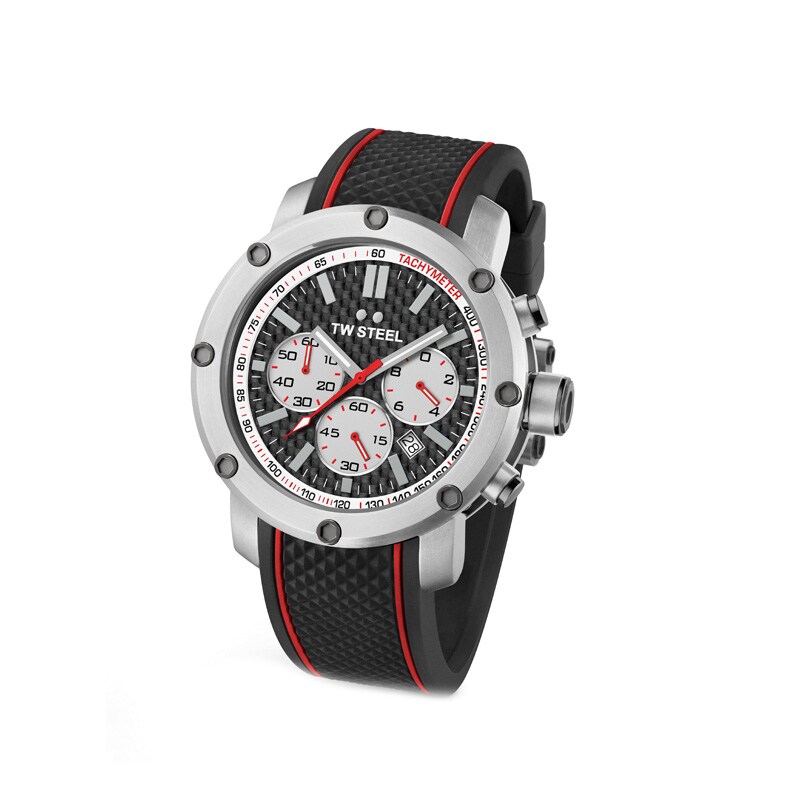 Men's TW Steel Grandeur Tech Chronograph Rubber Strap Watch with Black Dial (Model: TS2)