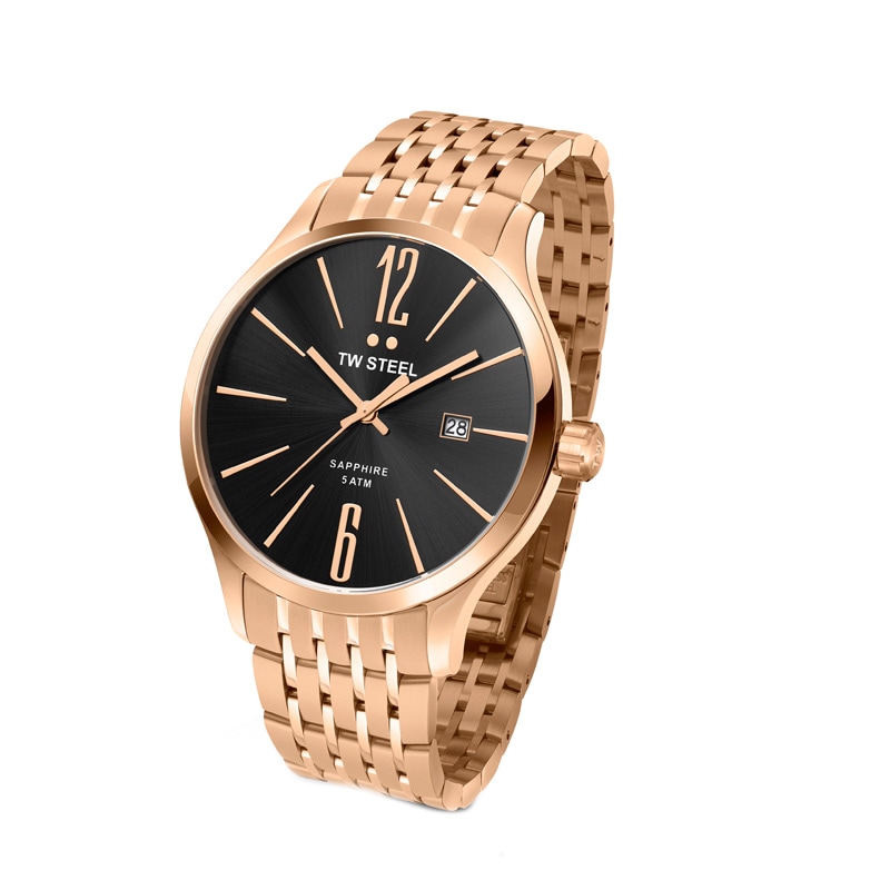 Main Image 1 of Men's TW Steel Slim Line Rose-Tone Watch with Black Dial (Model: TW1308)