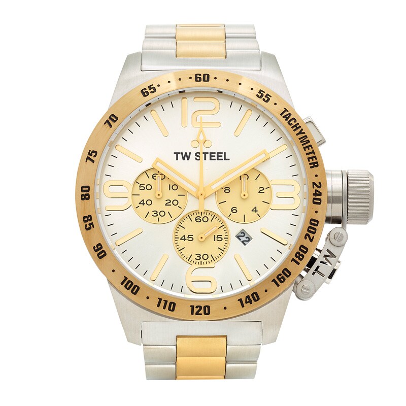Main Image 1 of Men's TW Steel Canteen Chronograph Two-Tone Watch with Silver Dial (Model: CB34)