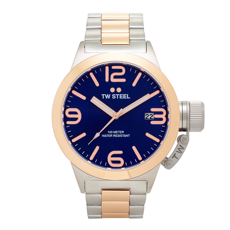 Men's TW Steel Canteen Two-Tone Watch with Blue Dial (Model: CB141)