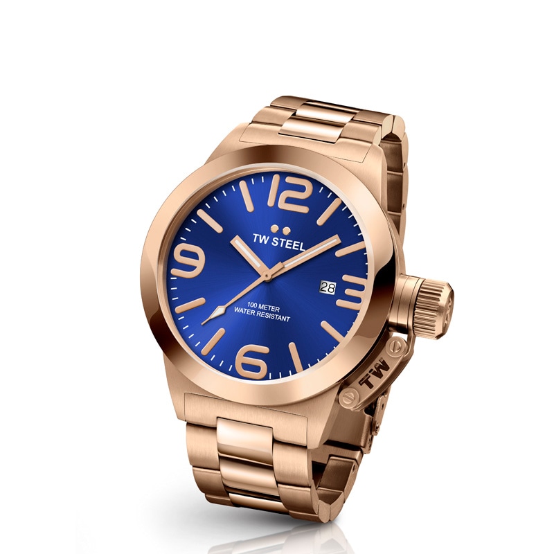 Men's TW Steel Canteen Rose-Tone Watch with Blue Dial (Model: CB181)