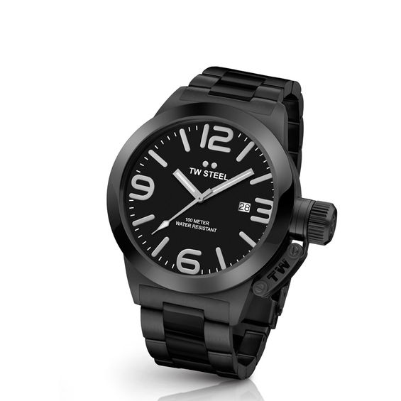 Men's TW Steel Canteen Black IP Watch with Black Dial (Model: Cb211)