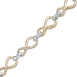 Zales 1/20 Ct. T.W. Diamond Alternating Infinity Loop and Heart Bracelet in Sterling Silver – 7.25