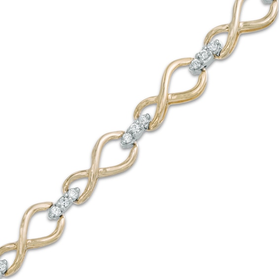 1/2 CT. T.w. Diamond Infinity Loop Bracelet in 10K Gold - 7.25"