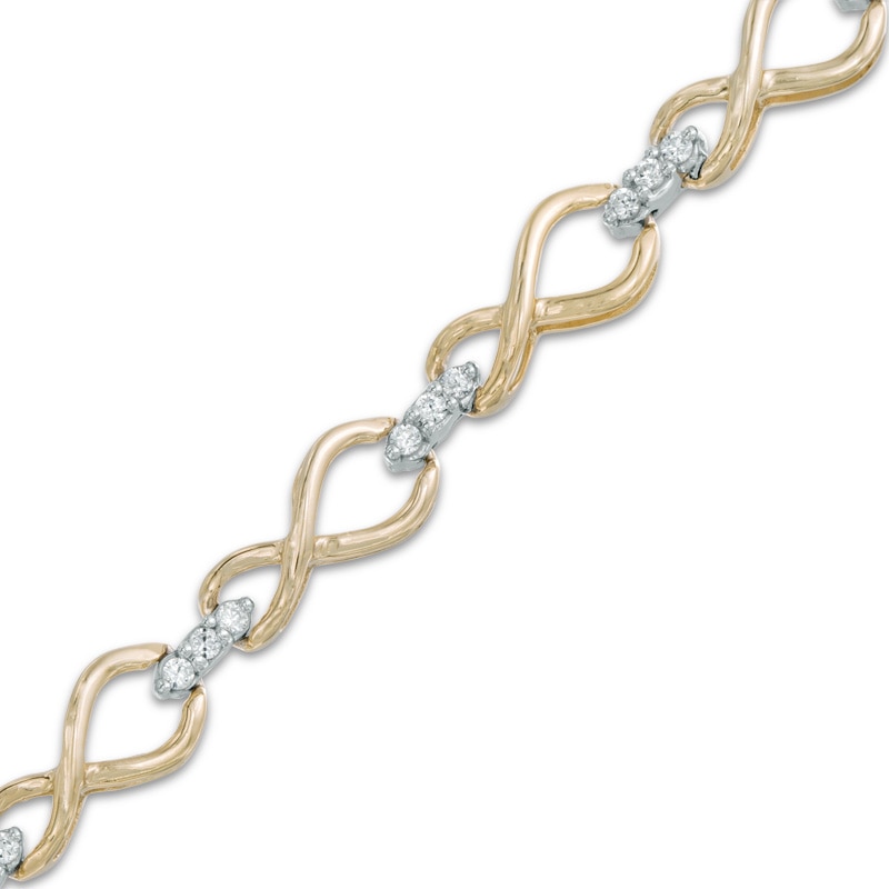 1/2 CT. T.W. Diamond Infinity Loop Bracelet in 10K Gold - 7.25"