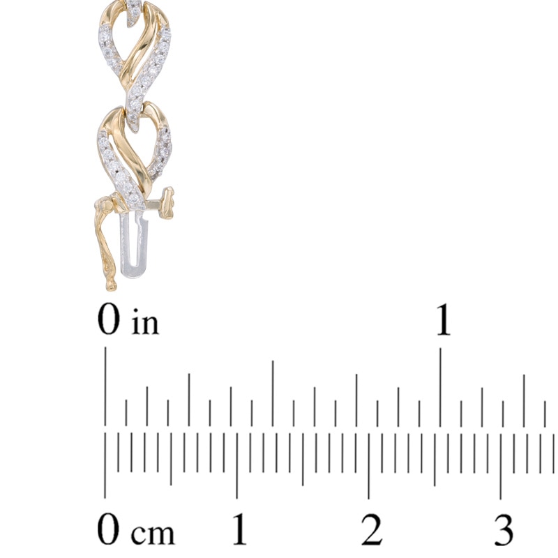 Main Image 2 of 1 CT. T.W. Diamond Open Flame Link Bracelet in 10K Gold - 7.25"
