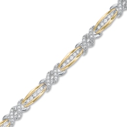 3/4 CT. T.W. Diamond Double Twist Bracelet in 10K Two-Tone Gold - 7.25"