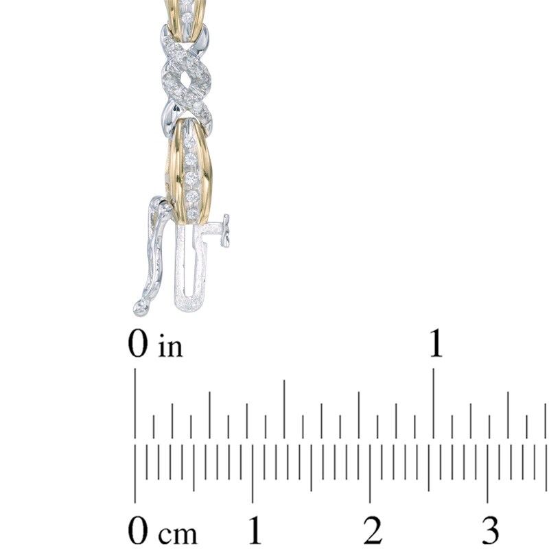 Main Image 2 of 3/4 CT. T.W. Diamond Double Twist Bracelet in 10K Two-Tone Gold - 7.25"