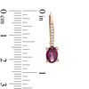 Thumbnail Image 2 of Oval Rhodolite Garnet and Diamond Accent Drop Earrings in 10K Rose Gold