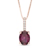 Thumbnail Image 0 of Oval Rhodolite Garnet and Diamond Accent Drop Pendant in 10K Rose Gold