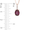 Thumbnail Image 1 of Oval Rhodolite Garnet and Diamond Accent Drop Pendant in 10K Rose Gold