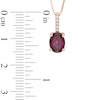 Thumbnail Image 2 of Oval Rhodolite Garnet and Diamond Accent Drop Pendant in 10K Rose Gold