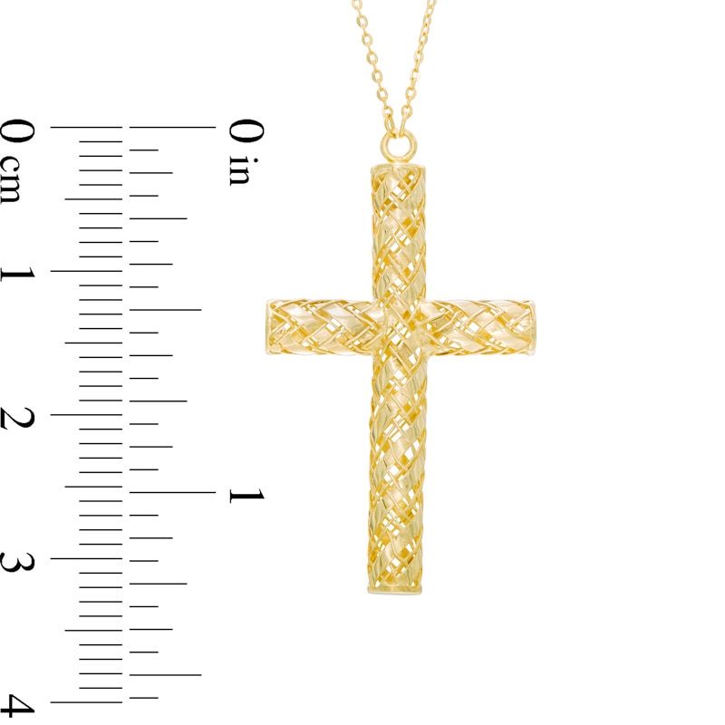 Main Image 2 of Mesh Cross Pendant in 10K Gold - 17"