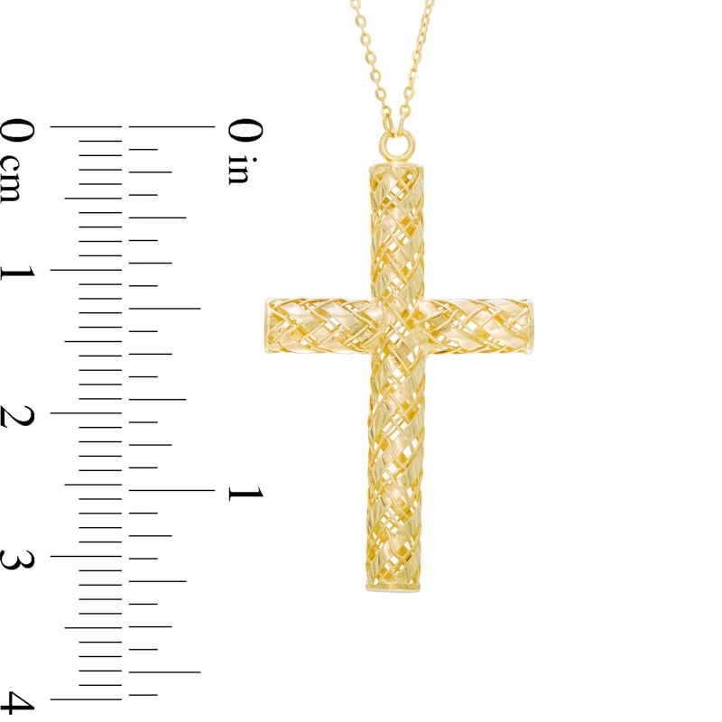 Mesh Cross Pendant in 10K Gold - 17"