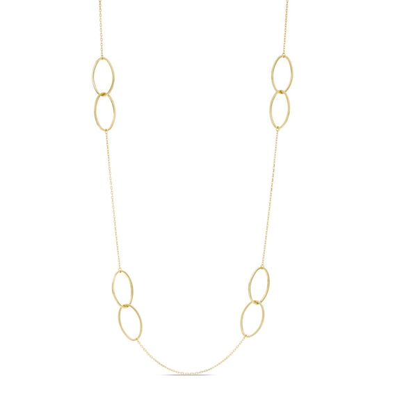 Circle Station Link Necklace in 10K Gold - 24"