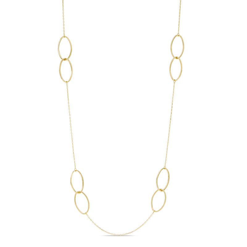 Main Image 1 of Circle Station Link Necklace in 10K Gold - 24"