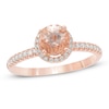 Thumbnail Image 0 of 6.0mm Morganite and 1/5 CT. T.W. Diamond Frame Ring in 14K Rose Gold
