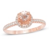 Thumbnail Image 1 of 6.0mm Morganite and 1/5 CT. T.W. Diamond Frame Ring in 14K Rose Gold