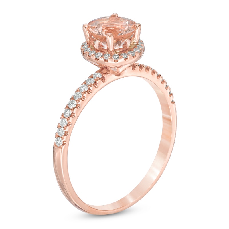 Main Image 2 of 6.0mm Morganite and 1/5 CT. T.W. Diamond Frame Ring in 14K Rose Gold