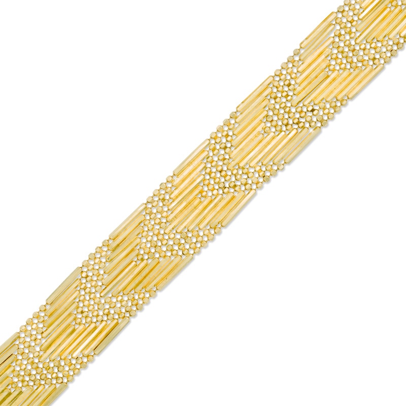 Main Image 1 of Beaded Chevron Bracelet in 10K Gold - 7.5"