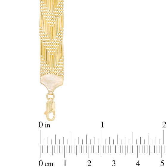 Beaded Chevron Bracelet in 10K Gold - 7.5"