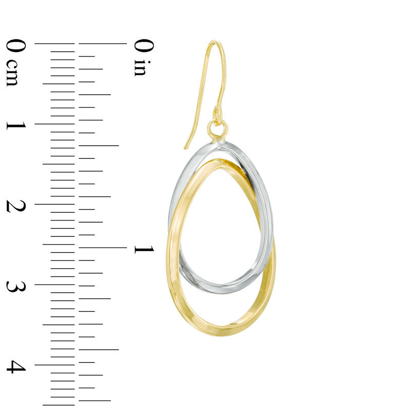 Main Image 2 of Double Teardrop Earrings in 14K Two-Tone Gold