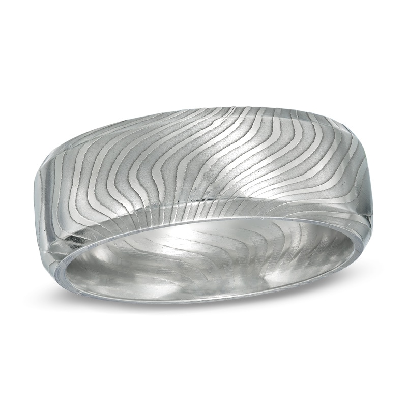 Main Image 1 of Men's 8.0mm Comfort Fit Damascus Stainless Steel Wedding Band - Size 10