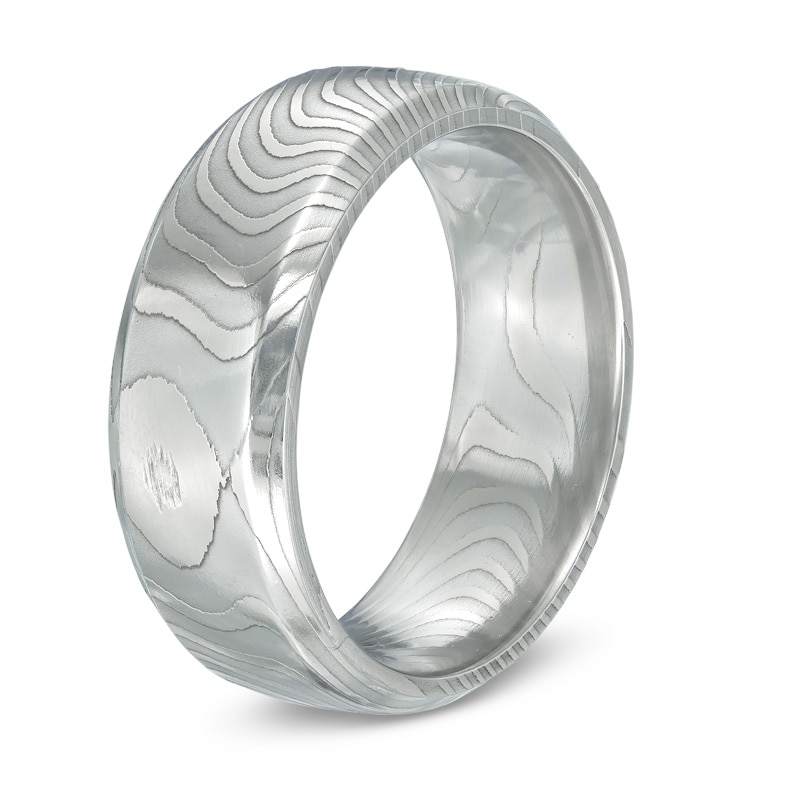 Main Image 2 of Men's 8.0mm Comfort Fit Damascus Stainless Steel Wedding Band - Size 10