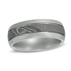 Thumbnail Image 1 of 8.0mm Comfort Fit Double Groove Damascus Stainless Steel Wedding Band - Size 10