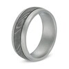 Thumbnail Image 2 of 8.0mm Comfort Fit Double Groove Damascus Stainless Steel Wedding Band - Size 10