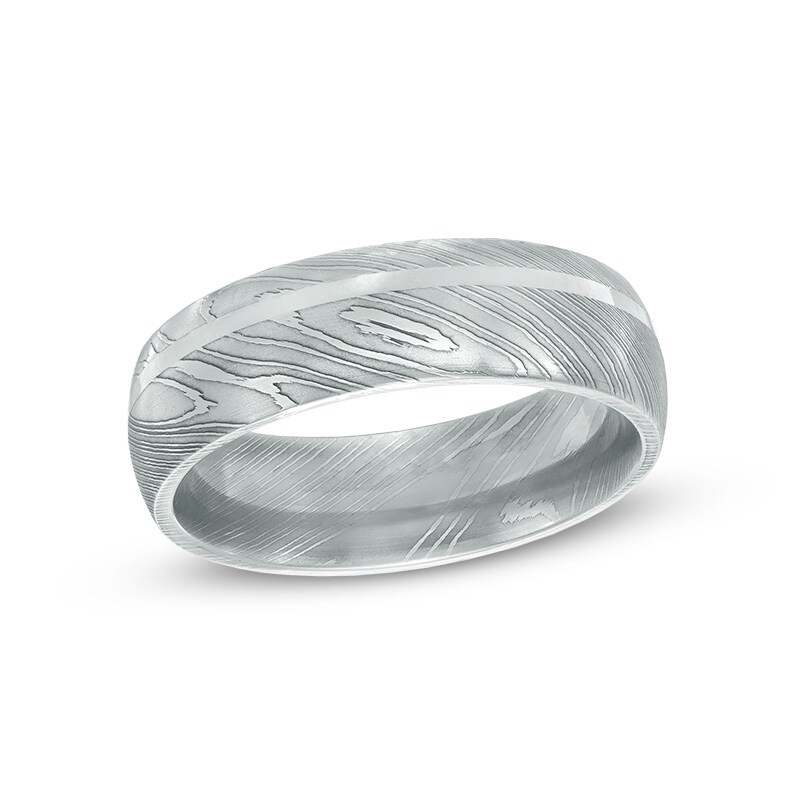 Main Image 1 of 7.0mm Comfort Fit Damascus Stainless Steel Wedding Band - Size 10