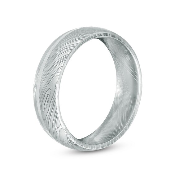 7.0mm Comfort Fit Damascus Stainless Steel Wedding Band - Size 10