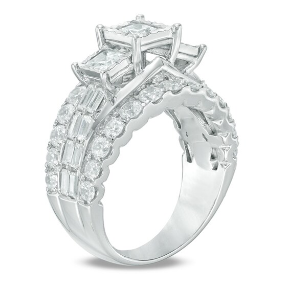 3 CT. T.W. Princess-Cut Diamond Past Present Future® Engagement Ring in 14K White Gold 3 CT. T.W. Princess-Cut Diamond Past Present Future® Engagement Ring in 14K White Gold