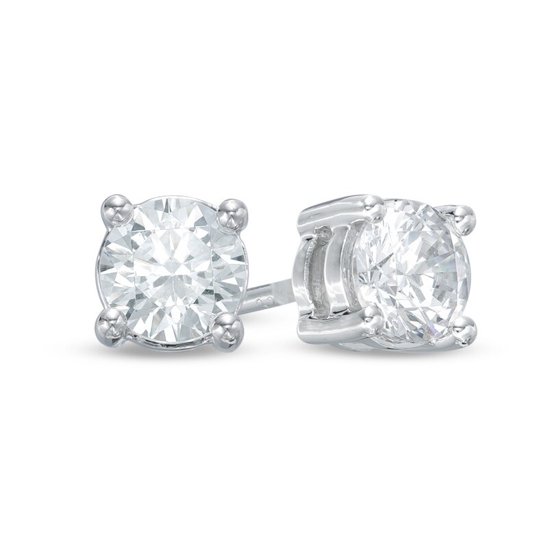Main Image 1 of Celebration Ideal 1-1/6 CT. T.W. Certified Diamond Solitaire Stud Earrings in 14K White Gold (I/I1)