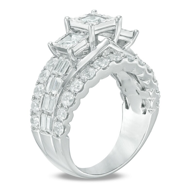 2 CT. T.W. Princess-Cut Diamond Past Present Future® Engagement Ring in 14K White Gold