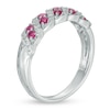 Thumbnail Image 1 of Lab-Created Ruby and 1/8 CT. T.W. Diamond Twist Band in 10K White Gold