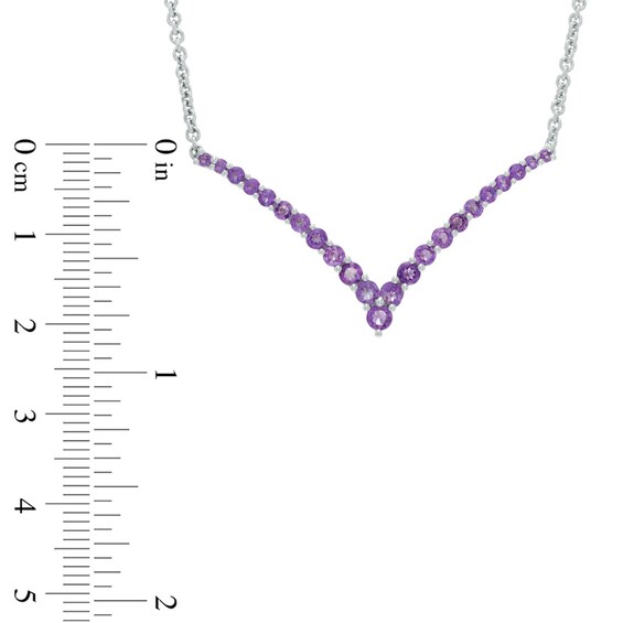 Amethyst Chevron "V" Necklace in Sterling Silver - 16"