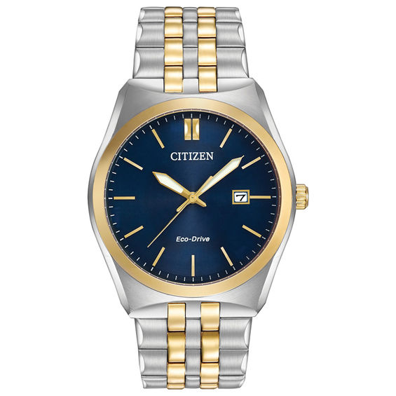 Men's Citizen Eco-DriveÂ® Corso Two-Tone Watch with Navy Blue Dial (Model: Bm7334-58L)