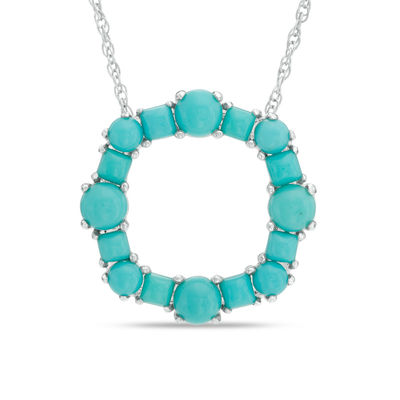 Turquoise Circle Pendant in Sterling 