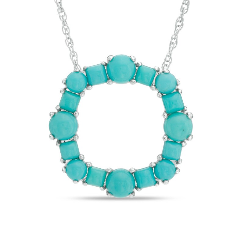 Main Image 1 of Turquoise Circle Pendant in Sterling Silver