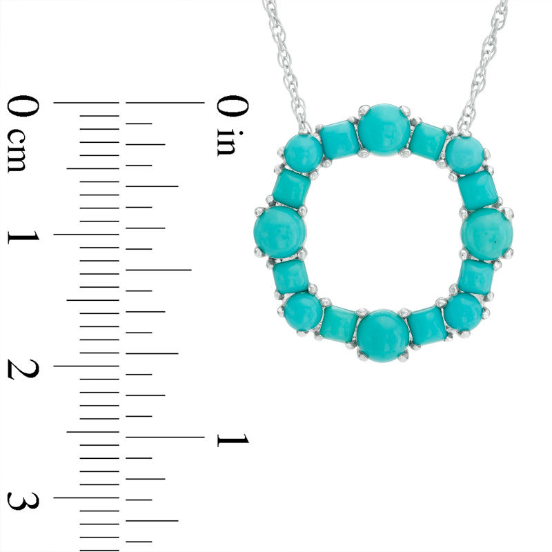 Main Image 2 of Turquoise Circle Pendant in Sterling Silver