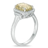 Thumbnail Image 2 of Emerald Cut Lemon Quartz and Lab-Created White Sapphire Frame Ring in Sterling Silver