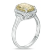 Thumbnail Image 1 of Emerald Cut Lemon Quartz and Lab-Created White Sapphire Frame Ring in Sterling Silver