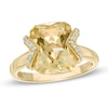 Thumbnail Image 1 of Lemon Quartz and Lab-Created White Sapphire Ring in Sterling Silver and 14K Gold Plate