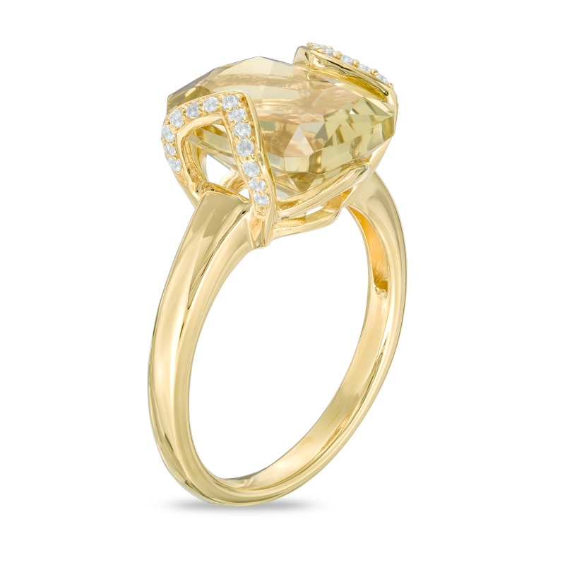 Main Image 2 of Lemon Quartz and Lab-Created White Sapphire Ring in Sterling Silver and 14K Gold Plate