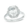 Thumbnail Image 1 of Emerald-Cut Lab-Created White Sapphire Frame Ring in Sterling Silver